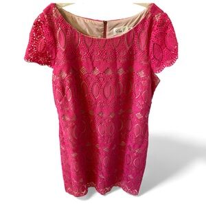 Eliza J. Scalloped Lace Sheath Dress Pink Size 16